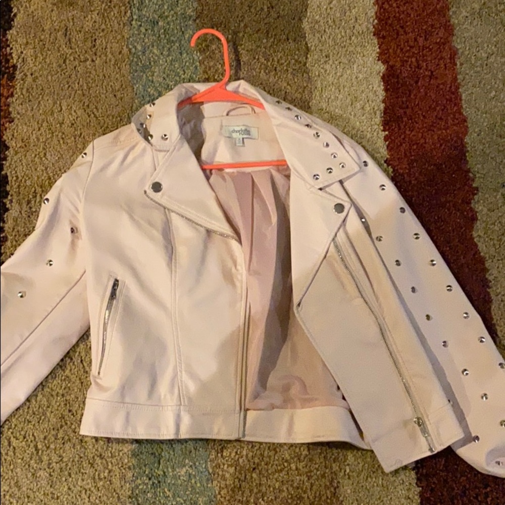 Pink Leather Jacket With Studs - image 1
